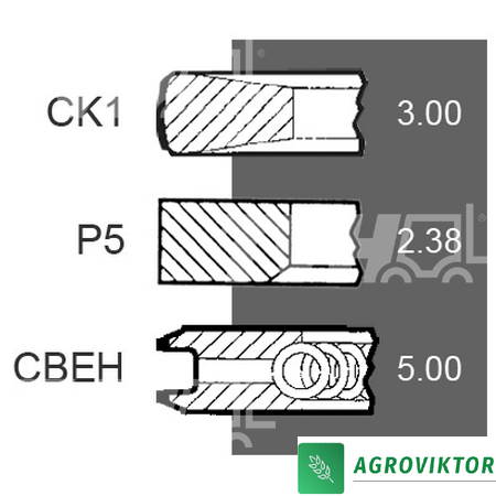 Кольца поршневые 102 NE Germany двигателя комбайна John Deere 3164D 4219D 6329D 26/34-48 AR55759 фото