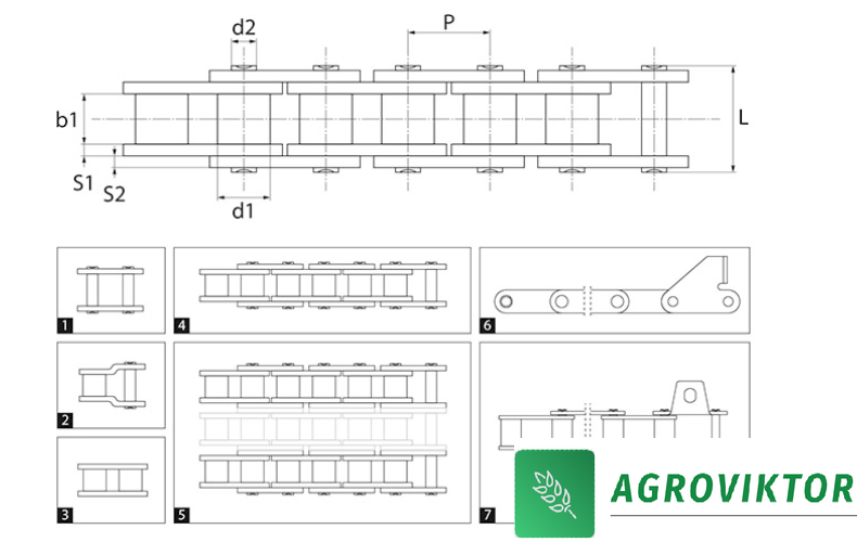 Ланцюг колосового елеватора s51 F4/6l комбайна John Deere  S51F4/6l B122602 фото