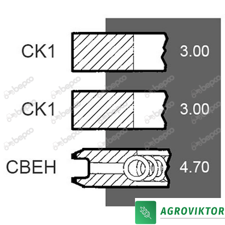 3218920R91 Кольца поршневые 100мм*3.00x3.00x4.76мм двигателя CASE INTERNATIONAL I.H. DT268 DT402 25/34-114, 3218920R91 фото