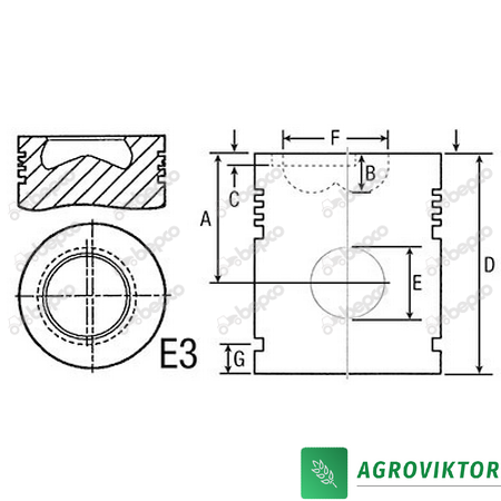 Поршень 102мм c пальцем 30 мм двигателя комбайна трактора John Deere 3164D 4219D 6329D 33-48 AR78310 фото