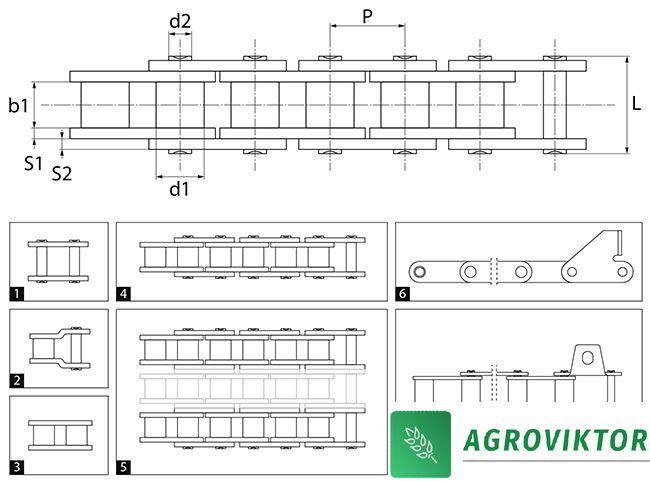 Цепь приводной шаг 38.4 пресс-подборщика комбайна 38.4R  B122468 фото