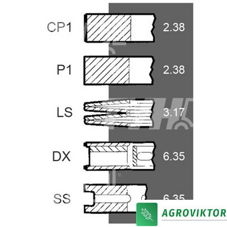 Поршневые кольца &Oslash;91.49мм двигателя PERKINS 1006.60 Green 1004.40T Green A3.152 AD3.152 AD4.203 A4.212 30/34-7 734463M91 фото