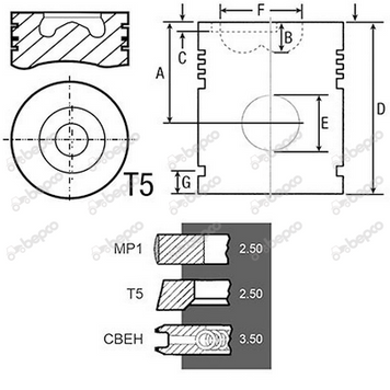 Поршень 105мм двигателя Perkins 1103C-33 1104D-44T 1104D-44TA 1104C-44 1103D-33 30/32-606 4225018M91 фото