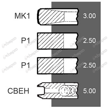 Кольца поршневые &Oslash; 102 MM двигателя Deutz BF 4L 913 BF 4L 913 T BF 6L 912 F 4L 913 F 6L 913 21/34-135 02137210 фото
