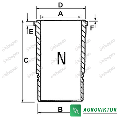 AR51903 Гильза 102мм двигателя JOHN DEERE 3152D 3164D 4219D AR51903, 26/35-47 фото