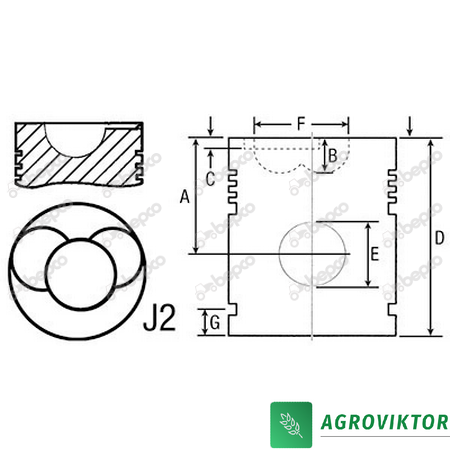 Поршень 107.9 c пальцем двигателя трактора комбайна VALMET SISU 320D, 320DS, 420DS, 420DSI, 420DSRE, 420DWRE 41/33-304 фото