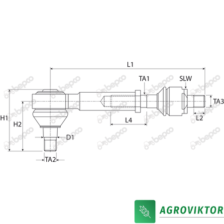 AL116558 AL81827 Тяга рульова в зборі ліва права трактори John Deere 6000-7520 AL116558 AL81827 AL81825 фото