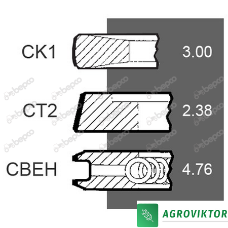 3144677R91 Кільця поршневі &Oslash;100мм двигуна трактори CASE INTERNATIONAL D246 D268 3144977R91, 34-67 фото