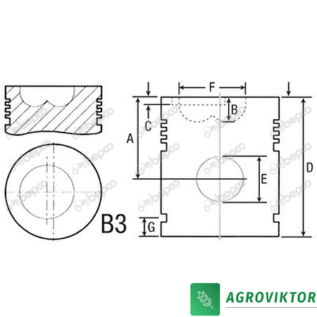 Поршень Ø 100 MM двигуна VALMET SISU 309D 310B 310D 320DS 836015548 фото