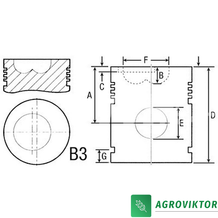 Поршень 98.42MM двигуна трактора CASE INTERNATIONAL D155, D206, D310 25/33-64 253364 B3364 фото