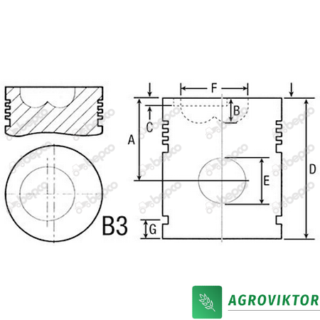 Поршень 98.42 MM двигуна трактори CASE INTERNATIONAL D155, D179, D239, D358 25/33-63 784312R91 фото