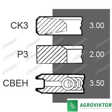 Кільця поршневі 100мм двигуна DEUTZ F 2L 912 F 3L 912 F 3L 912 H F 4L 913 F 4L 912 F 4L 912 H F 5L 912 F 6 21/34-104 04230683 фото