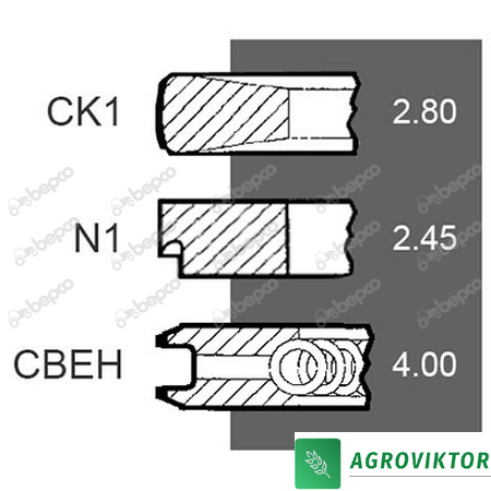 Кільця поршневі двигуна Iveco 8045.25 (Tier1) 8035.06 8035.25 (FPT) 8035.05 (FPT) Tier2 8035.25 (Tier2) 80 54/34-284, 1931204 фото